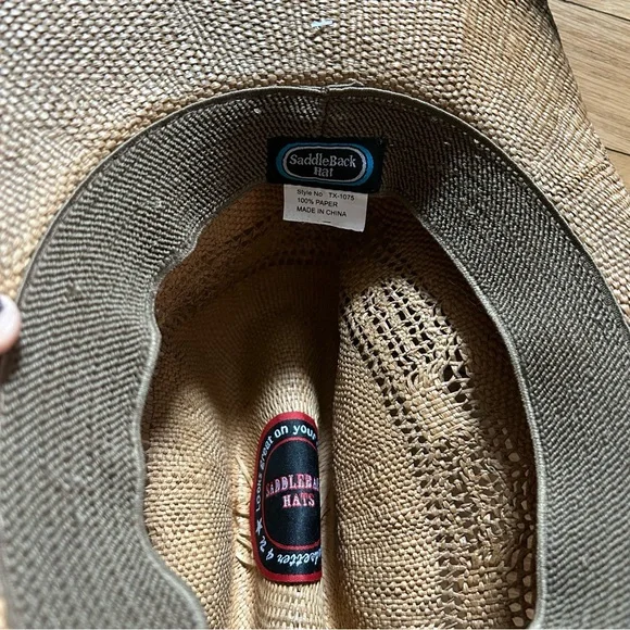 New Saddleback Western festival Cowboy concert paper straw leather silver hat - Picture 4 of 11